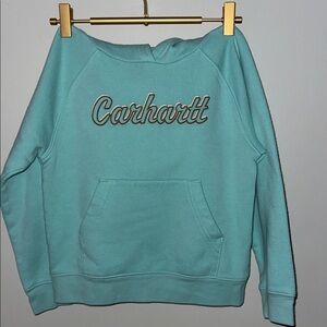 Carhartt Girls 6X Aqua Blue Script Logo Pullover Hoodie